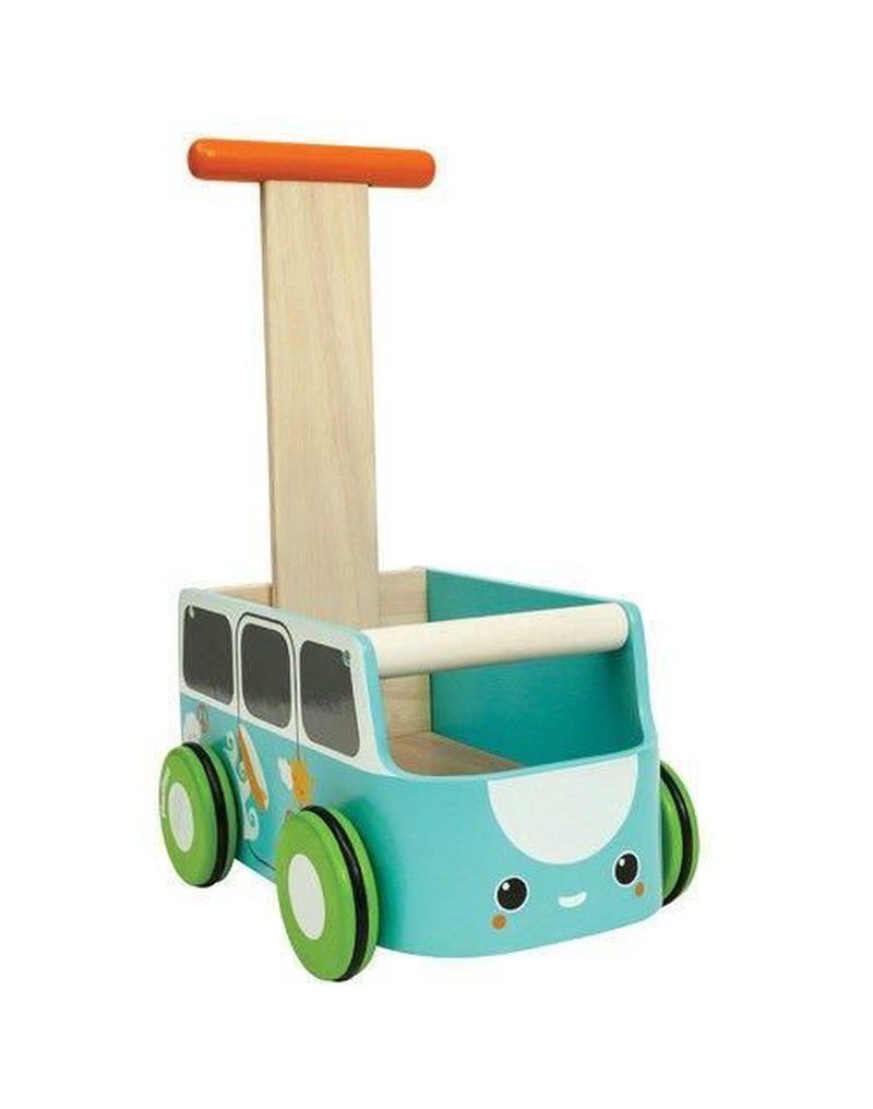 Drewniany chodzik niebieski van - walker, Plan Toys®