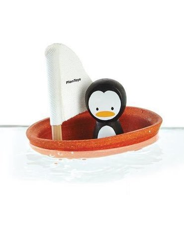 Żaglówka z pingwinem, zabawka do kąpieli | Plan Toys®