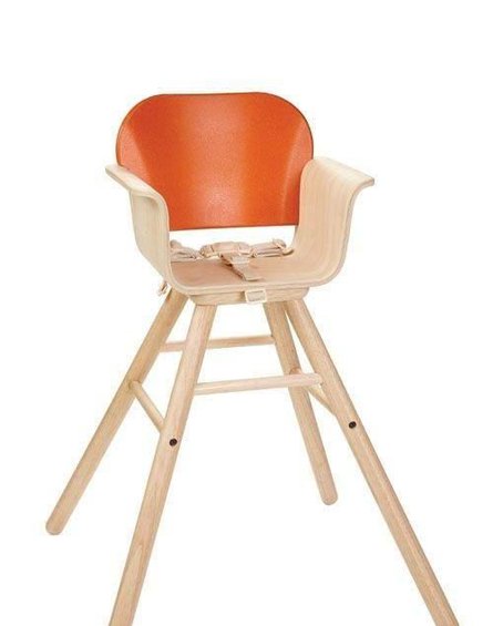Plan Toys - Drewniane krzesełko do karmienia, kolor pomarańcz