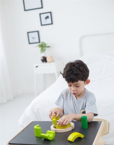 Drewniane klocki, nauka ułamków | Plan Toys