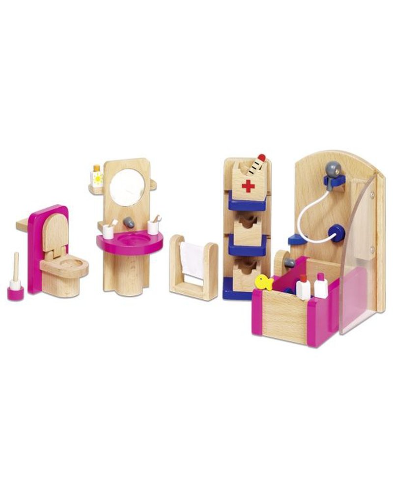 Goki® - Różowa łazienka - mebelki do domku dla lalek, GOKI-51748