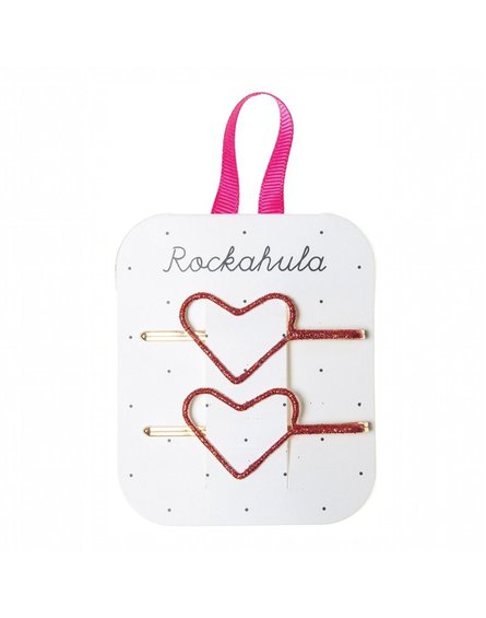 Rockahula Kids - wsuwki do włosów Glitter Heart Red