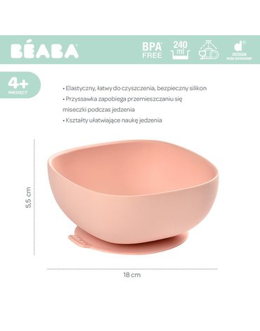 Beaba Silikonowa miseczka z przyssawką pink