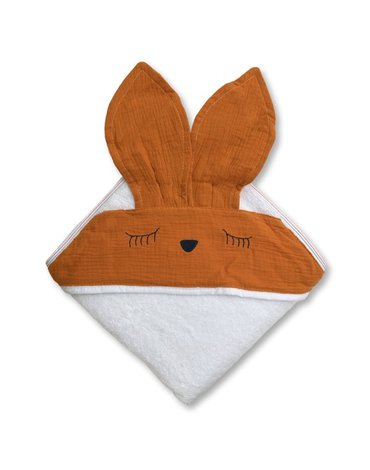 Hi Little One - Ręcznik z kapturem 100 x 100 SLEEPY BUNNY hooded bath towel Apricot