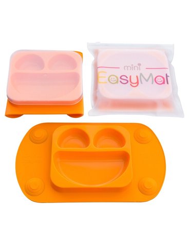 EasyTots - EasyMat Mini 2in1 ORANGE silikonowy talerzyk z podkładką - lunchbox