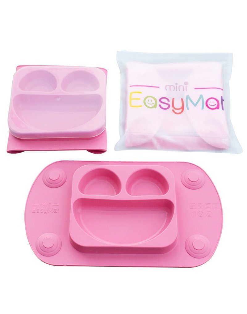 EasyTots - EasyMat Mini 2in1 PINK silikonowy talerzyk z podkładką - lunchbox EASYTOTS